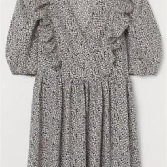 H&M Floral Puff Sleeve Dress with Ruffles, Sz M - Picture 13 of 15